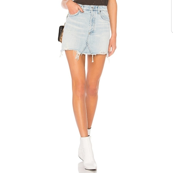 Dresses & Skirts - Agolde Quinn High waist Cut Off Denim Miniskirt